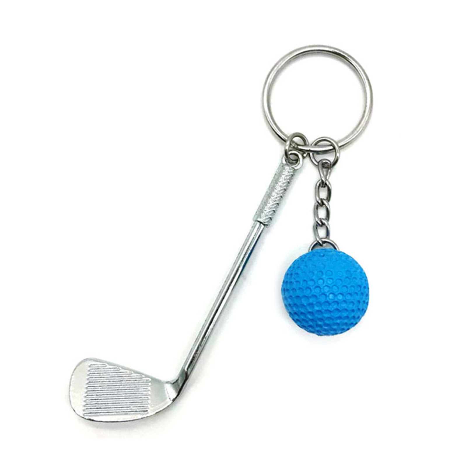 โลหะผสมพวงกุญแจกอล์ฟจี้สีลูกน้ำหนักเบาลูกกอล์ฟจี้พวงกุญแจแฟชั่นพวงกุญแจแยกสำหรับคนรักกีฬา