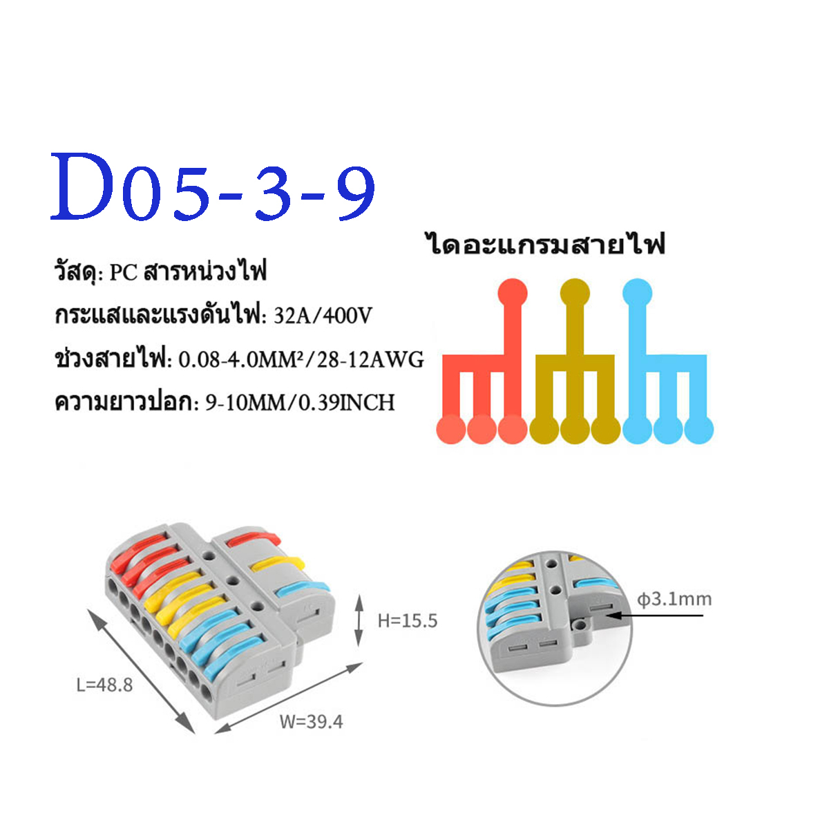 ตัวต่อสายไฟ ขั้วต่อสายไฟ ข้อต่อสายไฟ เต๋าต่อสาย แผงต่อสายไฟ ตัวเชื่อม ...