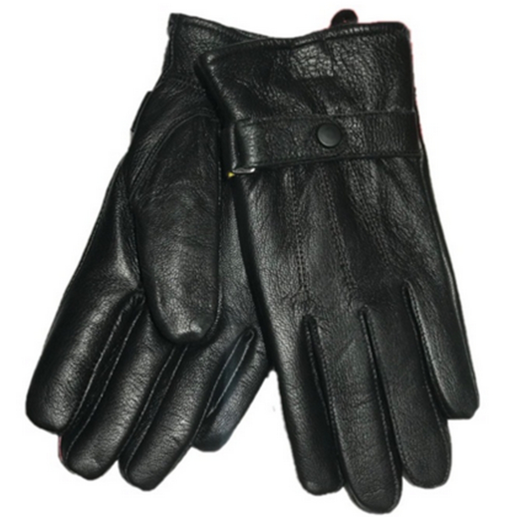 ถุงมือหนังแกะแท้ บุขนกันหนาว ผู้ชาย :สีดำ :ไซส์ XL-2XL :
