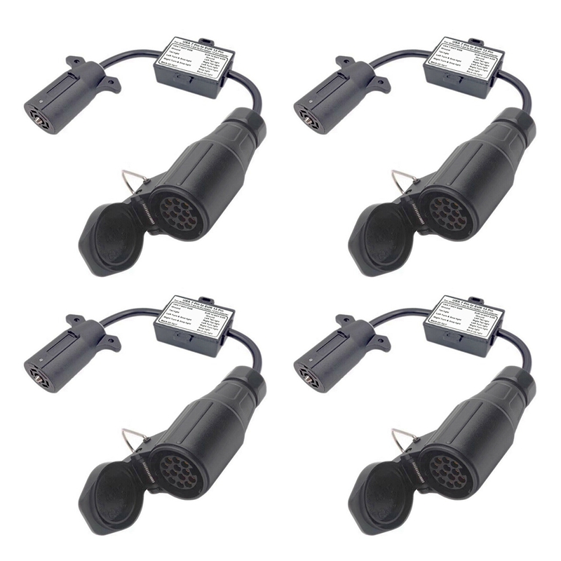 4X USA to European Trailer Light Converter 7 Way Flat Socket (US