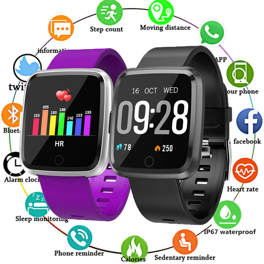 shopnow1 สมาทวอช Smart Watch Y8 นาฬิกาอัจฉริยะ ฟังก์ชั่นครบ กันน้ำ สำหรับผู้รักสุขภาพและการออกกำลังกาย (สายเรซิ่น) รุ่น Y8