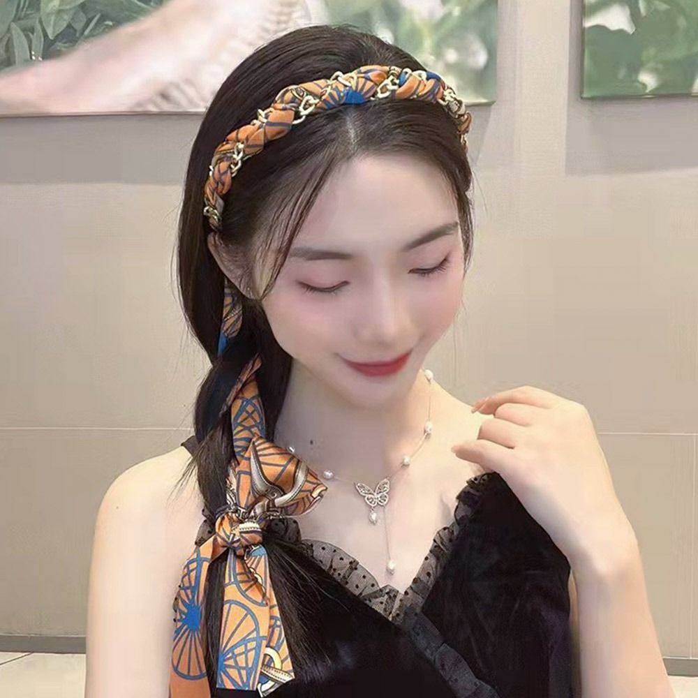 WCYC Nữ Cô Gái Kẹo Mùa hè In hoa Bờm Tóc Ruy băng dài Băng đô bện Băng Đô