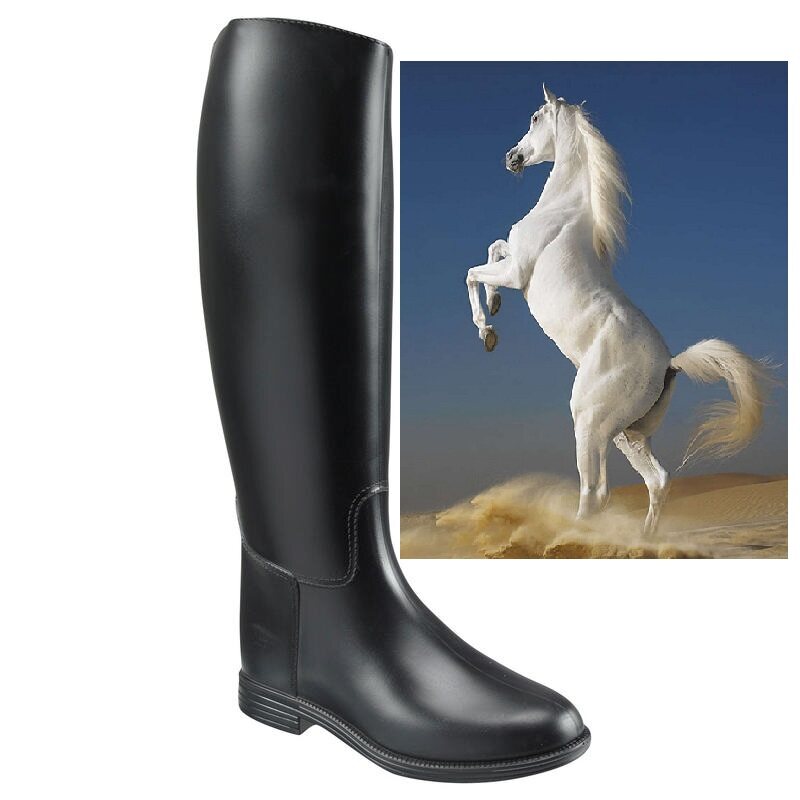 Schooling adult / boys horse riding Long Boots, waterproof - Black สี ดำ สี ดำ