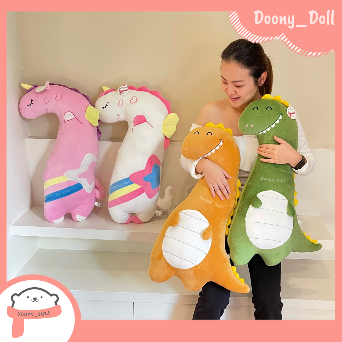 Doony_doll หมอนข้างยูนิคอร์น หมอนข้างไดโนเสาร์ หมอนข้างตุ๊กตา ตุ๊กตาไดโนเสาร์ ตุ๊กตายูนิคอร์น ของขวัญปัจฉิม ของขวัญให้แฟน