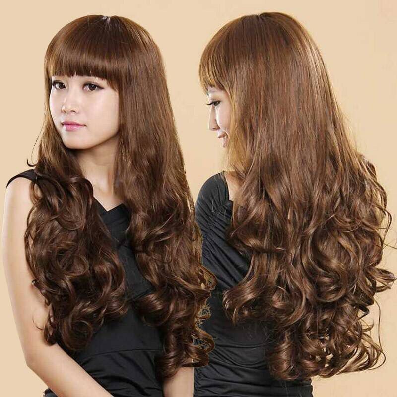 PDD loose short hair wig piece long hair long curly hair fluffy sea whole wig cover wig woman Qi oblique Liu straight hair wig ponytail