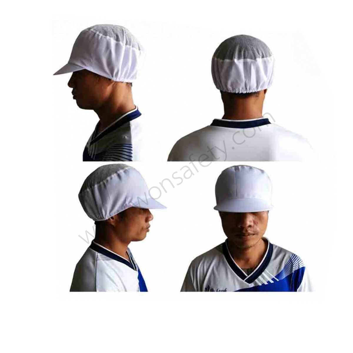 หมวกตาข่าย **แพ็ค 3 ใบ** หมวกตาข่ายคลุมผม หมวกโรงงาน หมวกแม่ครัว หมวกกุ๊ก  ผ้าโซล่อน (สีขาว)