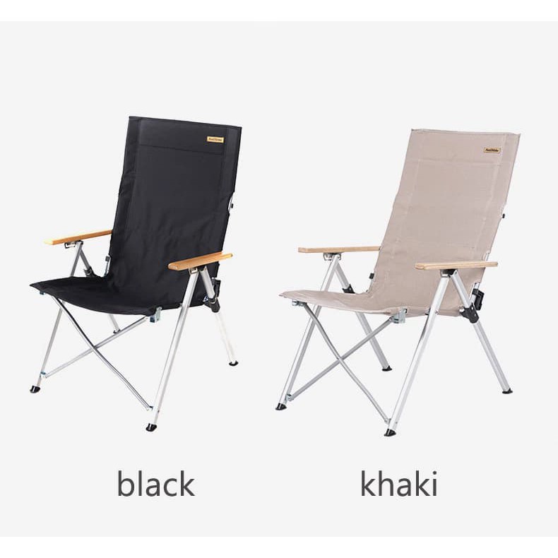 เก้าอี้พับ ปรับระดับ Naturehike สีดำ/สีกากี ไซส์ L ปรับระดับได้ 3 ระดับมีความแข็งแรง รับน้ำหนักได้ถึง 140kg