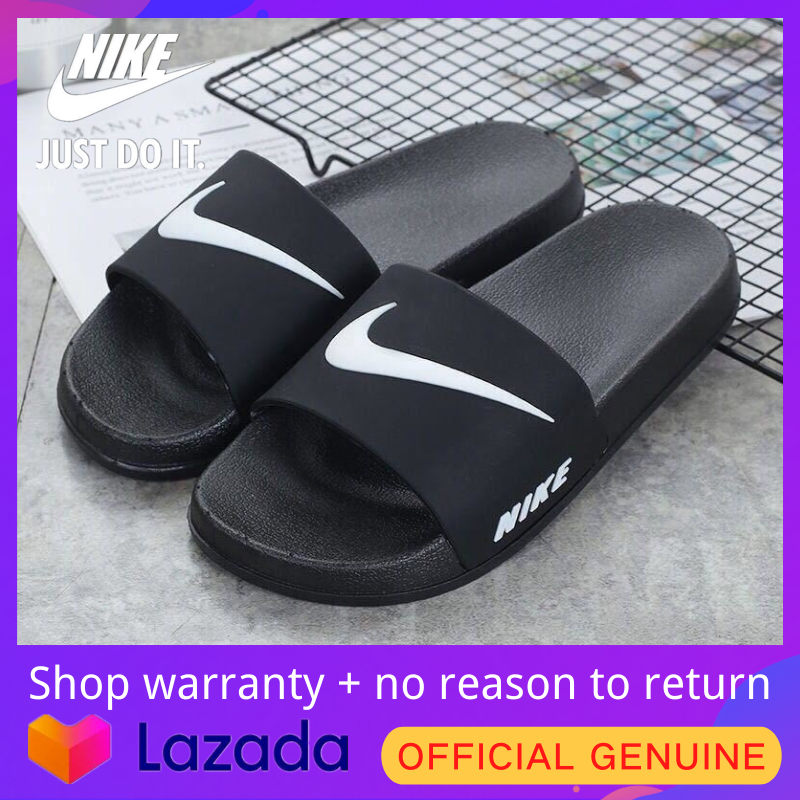 【Official genuine】Nike Same style for men and women black Indoor slippers Official store
