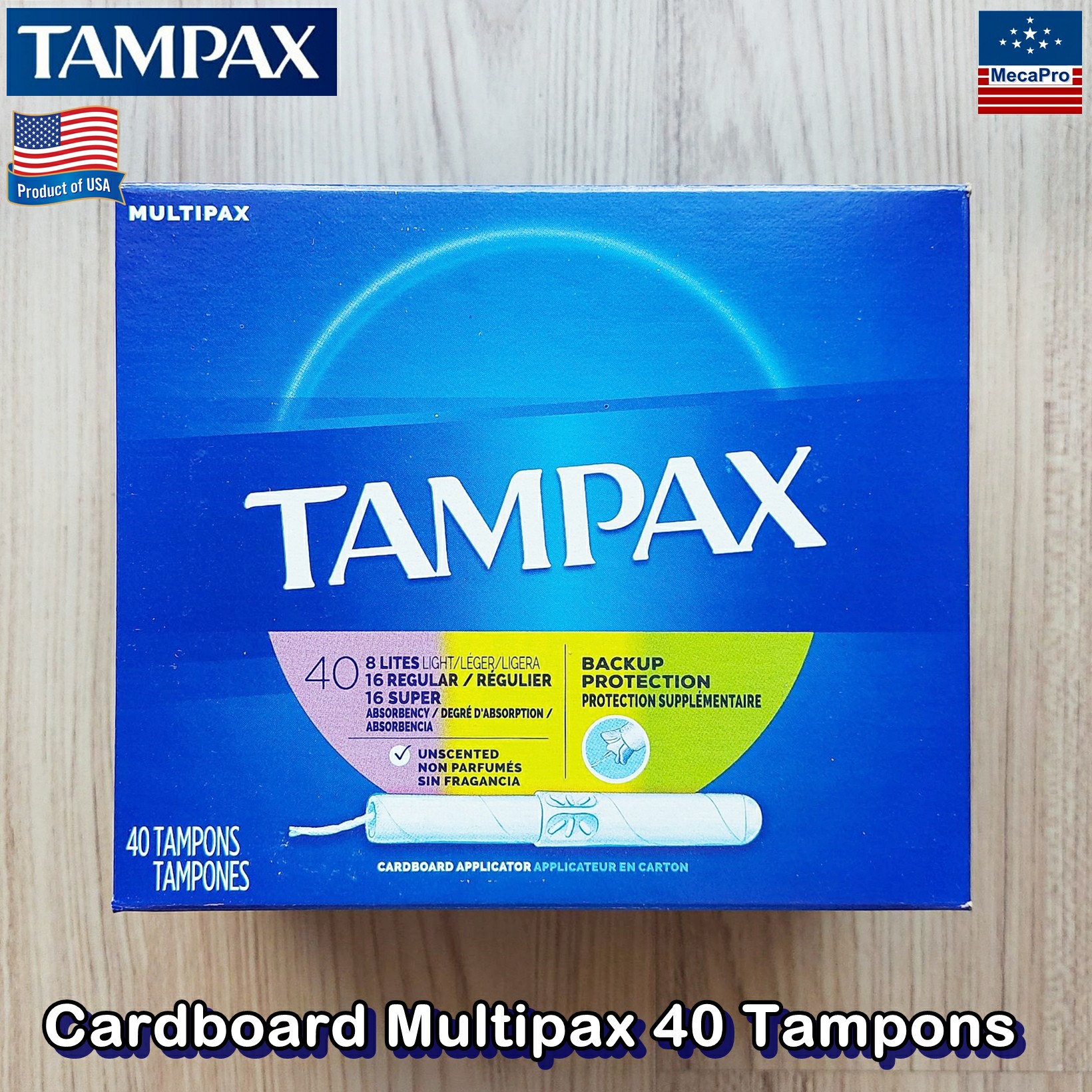 Tampax® Cardboard Multipax 40 Tampons ผ้าอนามัยแบบสอด เหมาะกับวันมาน้อย-มามาก