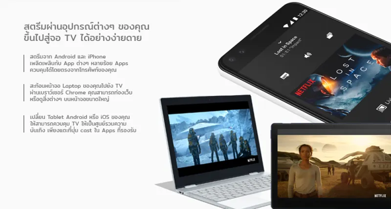 ภาพสินค้าส่งฟรี Google Chromecast 3 / Google TV อุปกรณ์ สำหรับ ต่อขึ้นจอ TV Full HDMI ใหม่ล่าสุด นำเข้าจาก USA มีใบอนุญาต Androd/iOS/Mac/Windows/Tablet ส่งฟรี ประกัน 1 ปี จากร้าน Qoomartthailand บน Lazada ภาพที่ 3