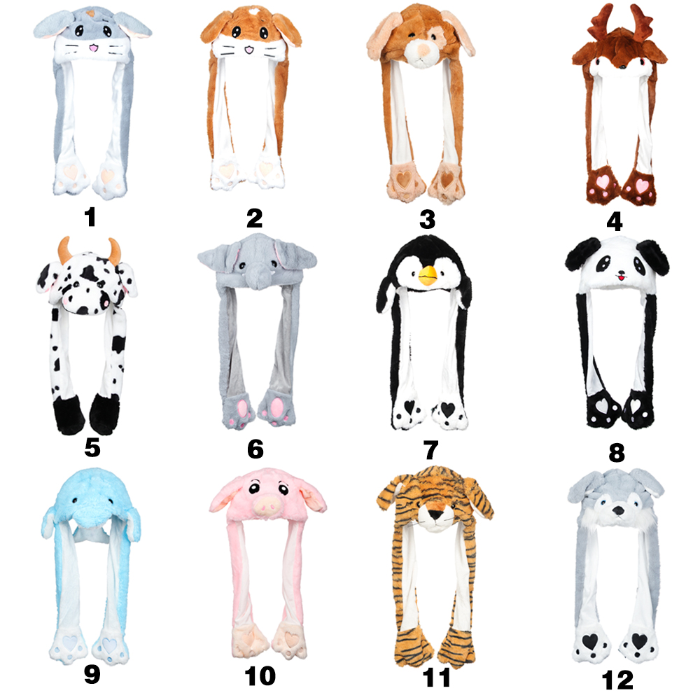 FANGCU272 Winter Warm Soft Moving Jumping Animals Ear Hat Plush Rabbit ...