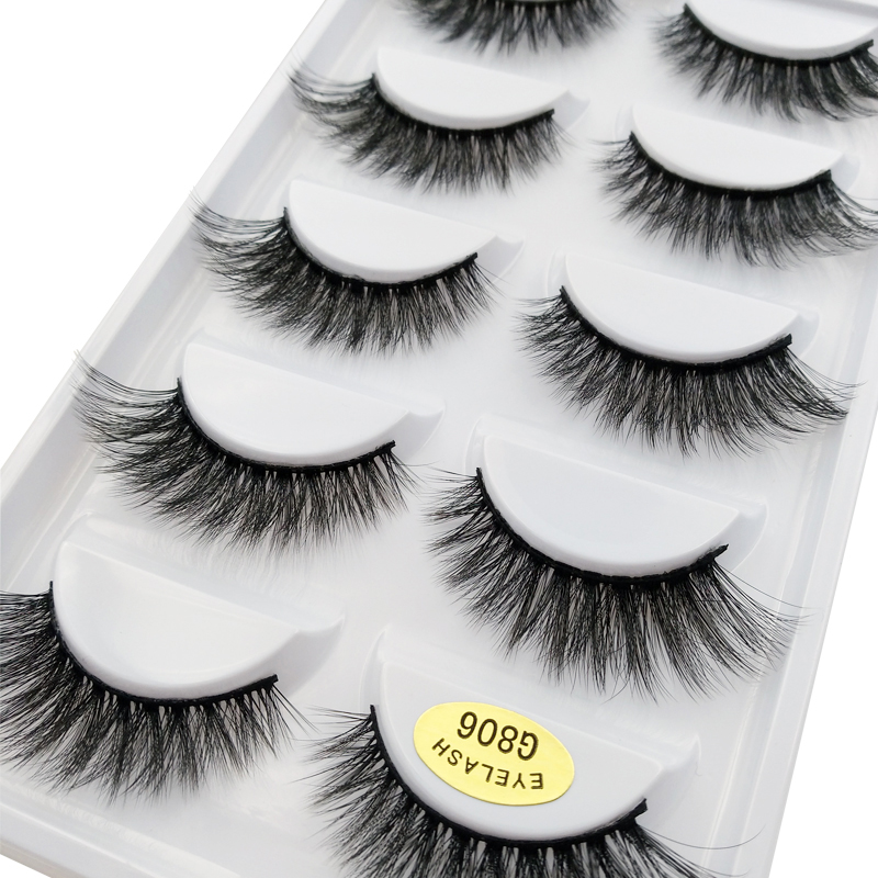 5 Pairs 100 Real Fake Mink Eyelashes 3d Natural False Eyelashes 3d Mink Lashes Soft Eyelash