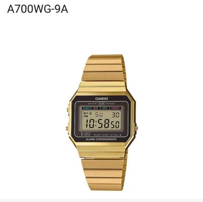 ดูภาพ Casio แท้ รุ่น A700WG-9A นาฬิกาสายสเตนเลสสีทอง เพิ่มเติม Casio แท้ รุ่น A700WG-9A นาฬิกาสายสเตนเลสสีทอง