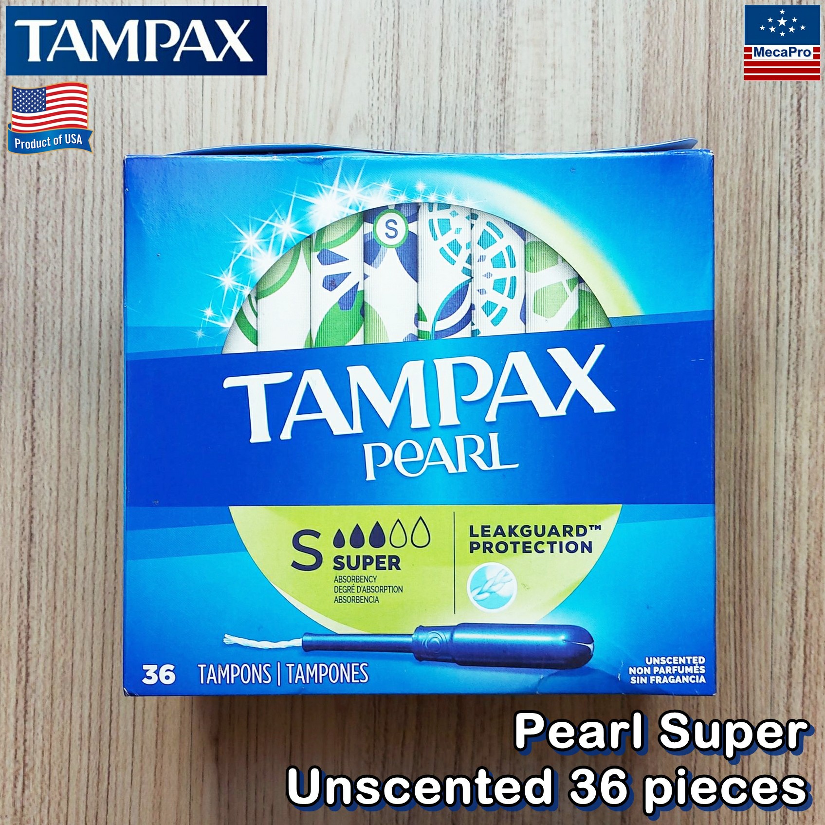 Tampax® Pearl Super Plastic Tampons Unscented 36 pieces ผ้าอนามัยแบบสอด 36 ชิ้น เหมาะกับวันมามาก สูตรไร้กลิ่น