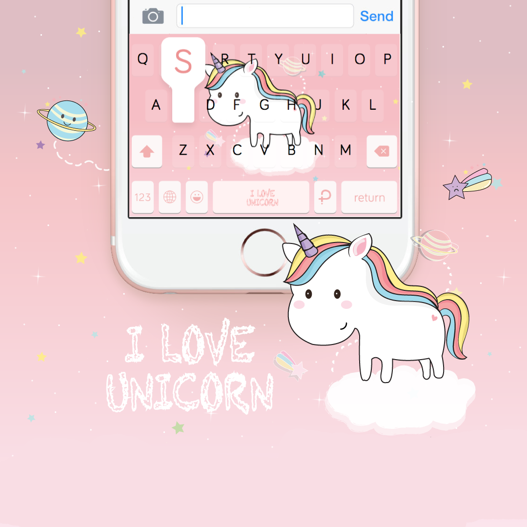 I love Unicorn Cute. Keyboard Theme⎮(E-Voucher) for Pastel Keyboard App