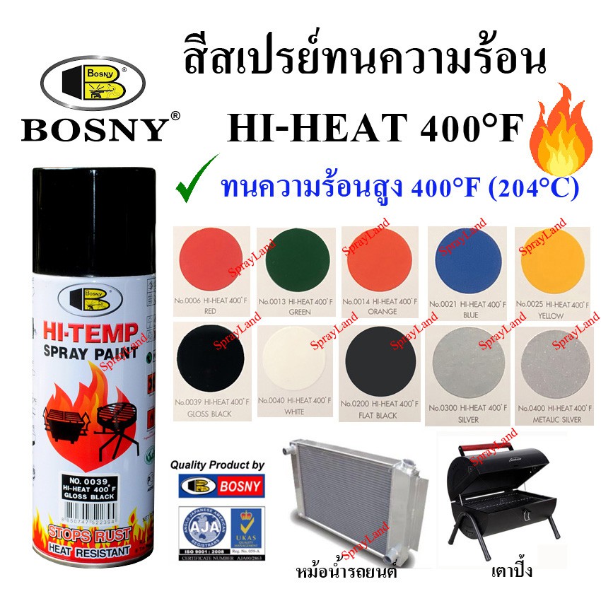 hot Bosny  สีสเปรย์ ทนร้อน ความร้อน  HI HT 4°F(24°C)  4cc