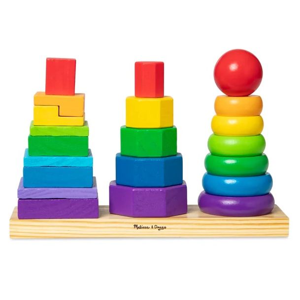 21ชิ้น 3เสา รุ่น 567 บล๊อกหยอด 3 เสา Melissa Doug Geometric Stacker 21 ...