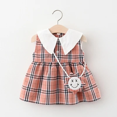 Cute dresses for baby girlsชุดสาวน้อยกระโปรงแขนกุดน่ารักกระโปรงมีกระเป๋าแฟชั่นผ้าอดีชุดกระโปรงเกาหลี0~1~2~3ปี