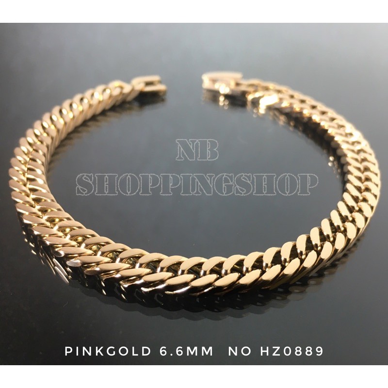 สร้อยข้อมือสแตนเลสแท้ กว้าง6.6-8มิล เลสข้อมือ สีPinkGoldเลเซอร์ ไม่ลอกไม่ดำ งานเกรดพรีเมี่ยม stainless316L ใส่อาบน้ำได้