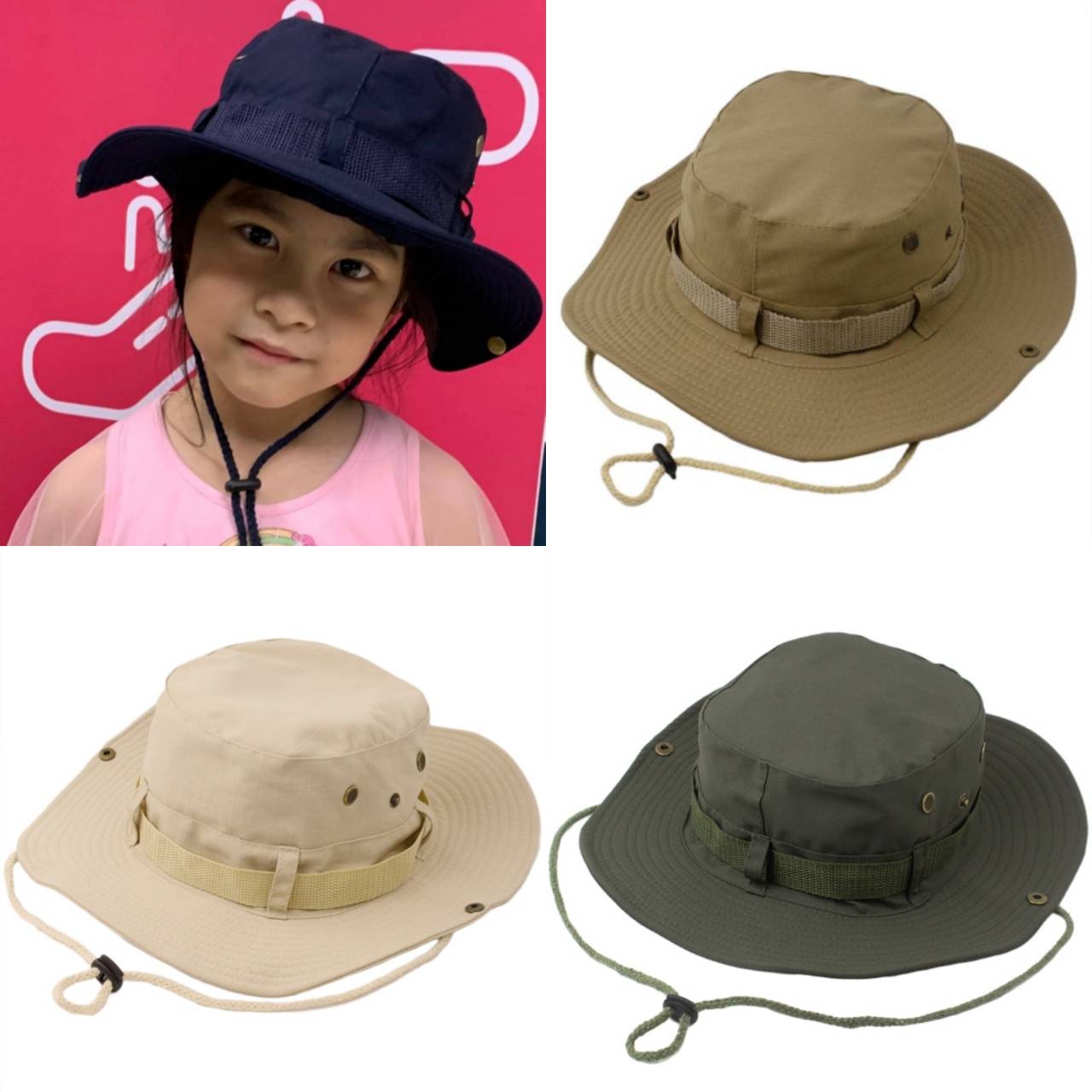☆พร้อมส่ง☆หมวก หมวกเด็ก หมวกเดินป่าสำหรับเด็ก 2ปี-8ปี หมวกบัคเก็ต หมวกเด็กชาย หมวกเด็กโต  หมวกปีกกว้างเดินป่า  หมวกเดินป่า รอบหัว:52-54 cm.