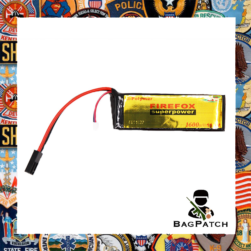 Bagpatch แบตลิโพ ยี่ห้อ Firefox 20c 1600mAh 11.1V. หัวปลั๊กเดิม อุปกรณ์อะไหล่ปีนบีบีกัน สำหรับเล่น กีฬาประเภทยิง ปืนแอร์ซอฟต์ บีบีกัน ปืนลมอัดแก๊ส ปืนแอร์ซอฟต์  #00000266