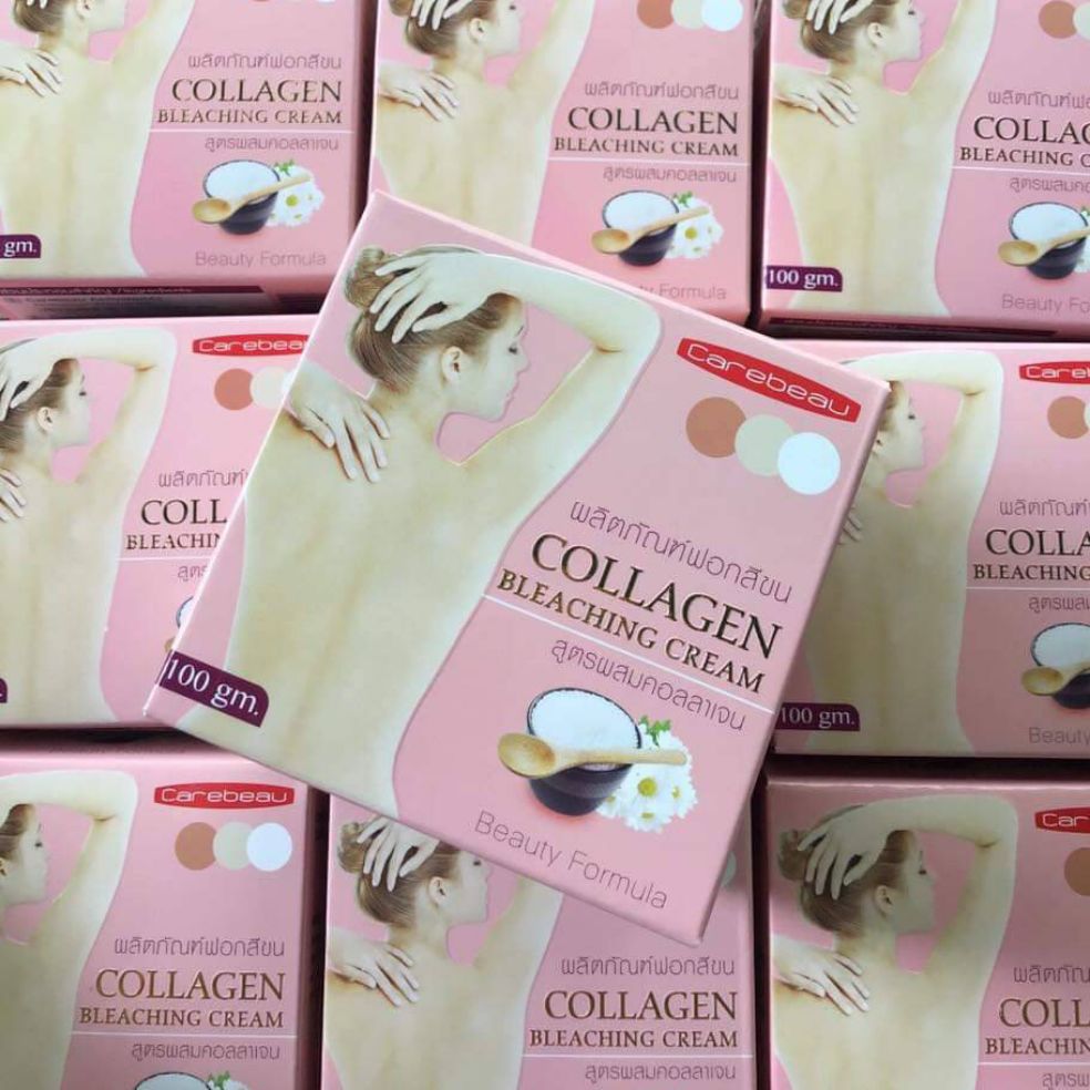 Carebeau Collagen Bleaching cream แคร์บิว ผลิตภัณฑ์ฟอกสีขน สูตรผสมคอลลาเจน  100 กรัม  1 กระปุก