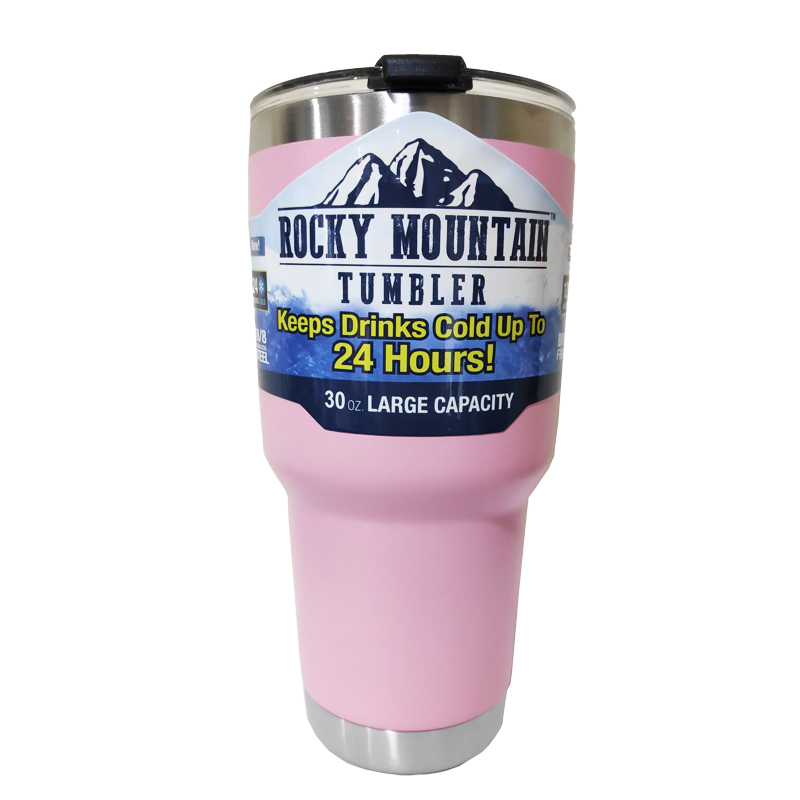 Rocky Mountain แก้วเก็บความเย็น ของแท้ ปลอดสารพิษ เก็บความเย็นได้นาน 24 ชั่วโมง ขนาด 30 ออนซ์ (พร้อมฝา) รับประกันคุณภาพ สี ชมพูผิวด้าน
