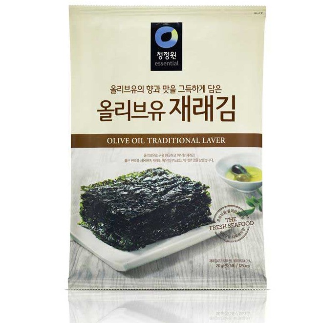 Chung Jung One Olive Oil Traditional Laver 5 Sheets ชองจองวอน สาหร่ายเกาหลีปรุงรส 5 แผ่น