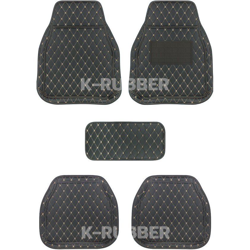 K-RUBBER พรมปูพื้นรถยนต์VIP 6D มีขอบข้าง ขนาดฟรีไซส์ สำหรับรถเก๋งรถกระบะ4ประตูจำนวน 5ชิ้น (มี10สี) แถมฟรีม่านบังแดด2ชิ้น