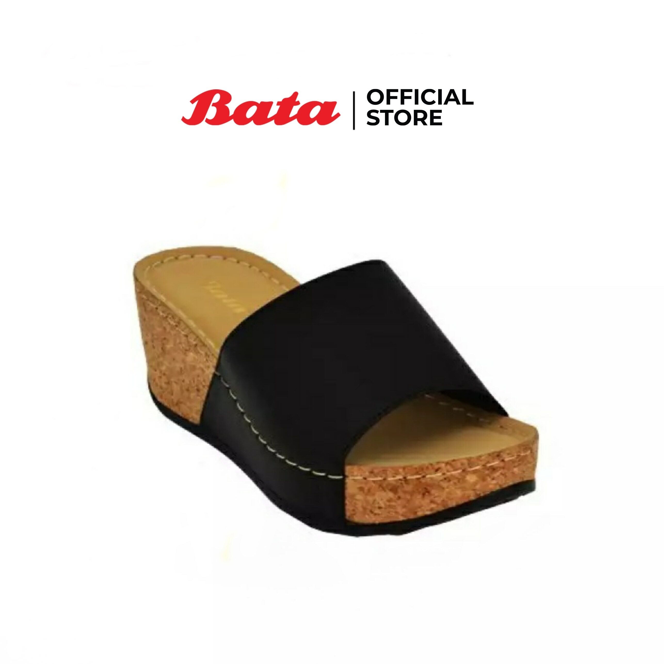 Bata LADIES'HEELS รองเท้าส้นตึก WEDGE(OVER 55MM) แบบสวม สูง 3 นิ้ว สีดำ รหัส 7616529 Ladiesheel Fashion