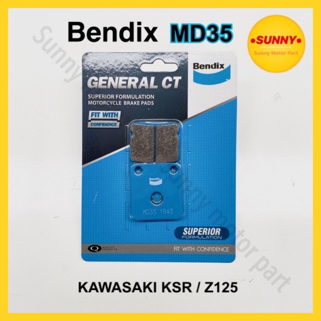 ผ้าเบรคหลัง BENDIX (MD35) แท้ สำหรับรถมอเตอร์ไซค์ KAWASAKI KSR / Z125