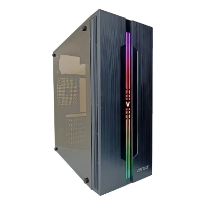 VENUZ Acrylic Side ATX Computer Case VC 1620 with RGB LED Lighting - Black