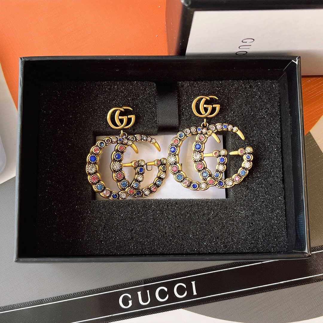 Fashion Gucci Earring Titanium Steel Letter Logo Double GG Ear Hoop