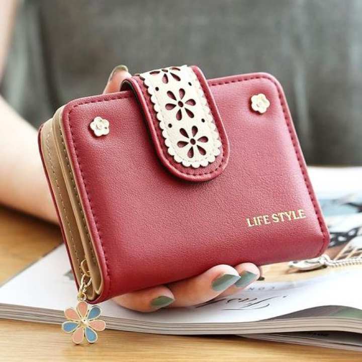 Beauty bag กระเป๋าสตางค์ใบสั้น กระเป๋าเงินผู้หญิง กระเป๋าสตางค์น่ารัก รุ่น LW-046 (แดง)