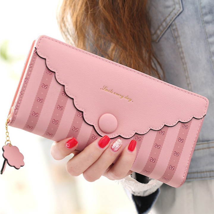 Beauty bag กระเป๋าสตางค์ใบยาว กระเป๋าเงินผู้หญิง กระเป๋าตังตามวันเกิด รุ่น LW-002 (ชมพู)