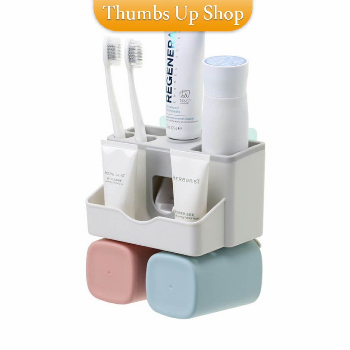 ที่ใส่แปรงสีฟัน เซตแก้ว 3ใบ & 2ใบ ที่ใส่แปรงฟัน พร้อมช่องใส่ของ ชั้นวาง