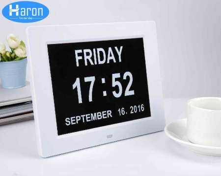 8 inch Digital Photo Frame Electronic Calendar Time Large Font Display - intl