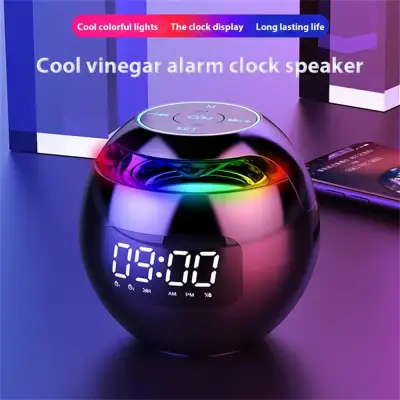 【FREE SHIPPING】Portable Mini Speaker Bluetooth Wireless Led Setting Double Alarm Clock With Colorful Nightlight Supports Tf Fm