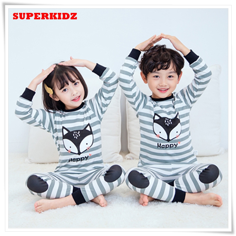 K127 ชุดนอนเด็ก ชุดนอนเด็กผู้ชาย ชุดนอนเด็กลายสุนัขจิ้งจอก  [100%COTTON] By Superkidz