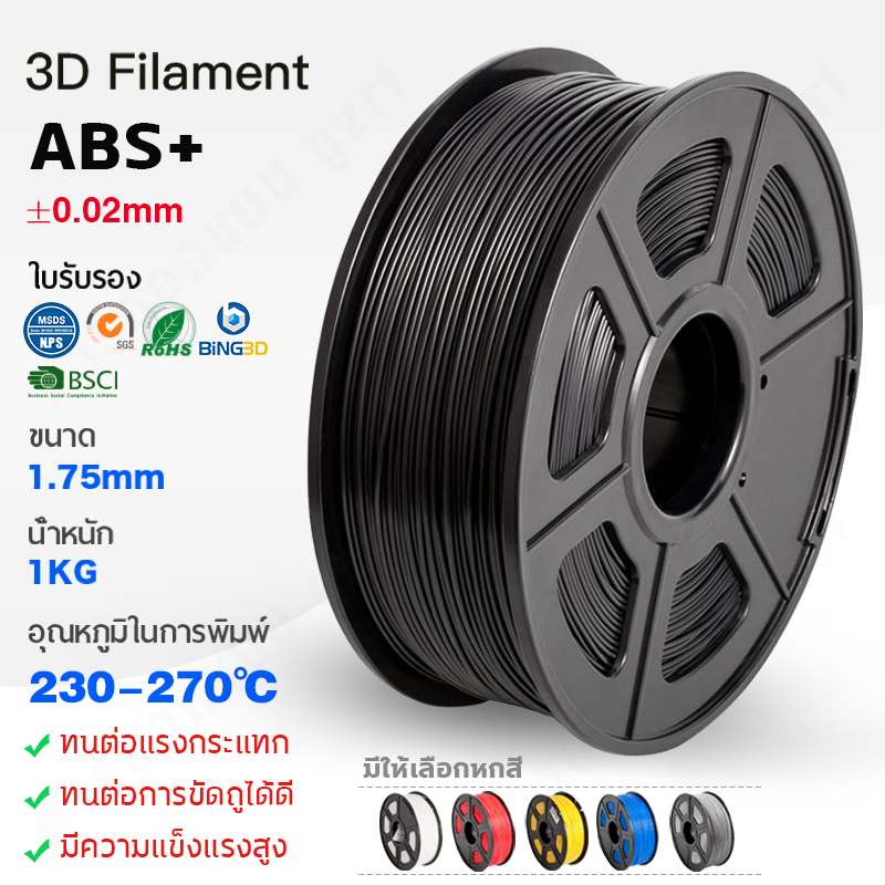 Bling3D- จัดส่งฟรี ABS Filament 1.75 มม., 1 กก. Spool ABS pro 3D เครื่องพิมพ์ Filament ไม่พันกัน, ไม่มีการอุดตัน, แกร่งกว่า PLA, Fit MostPrinters（Black）