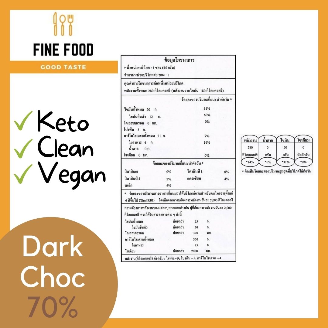 Dark Chocolate 70% ดาร์กช็อคโกแลต โกโก้70% คราฟช็อกโกแลต ตราบีนทูบาร์ ...