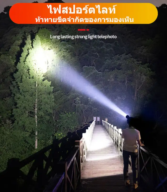 ภาพสินค้ารับประกัน 5 ปี LED ไฟฉายสวมหัว ส่องแสงไ ไกล1000m เวลาการใช้งานยาวนาน 20 ชม แบตเตอรี่ทนทาน กันน้ำกันฝน ชาร์จได้ ไฟคาดหัว ไฟส่องกบ จากร้าน Mickey's Merchandise Land บน Lazada ภาพที่ 8