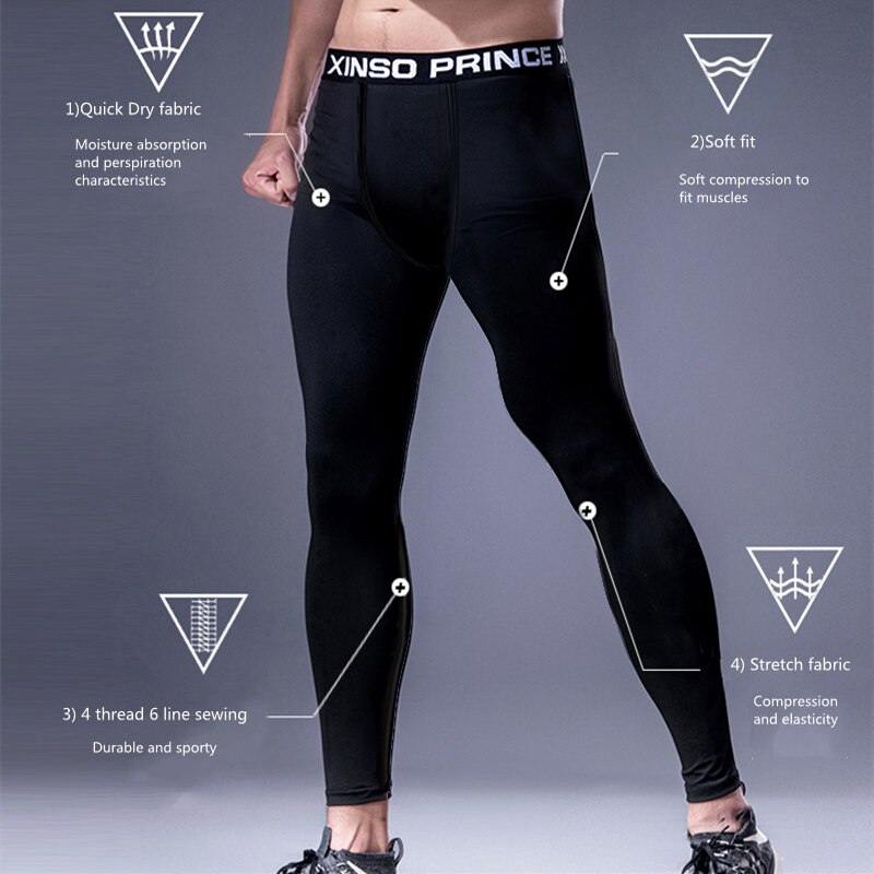 Mens Tight Gym Compression Pants Quick Dry Fit Sportswear Running Tights  Men Legging Fitness Training Sexy Sport Gym Leggings