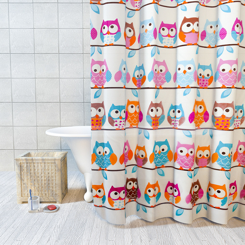 ม่านห้องน้ำ ม่านกันน้ำ Shower curtain ขนาด 180x180cm ม่านพลาสติก PEVA ขนาด มีห่วงตะขอ C-Hook ม่านกันน้ำ กันเชื้อรา