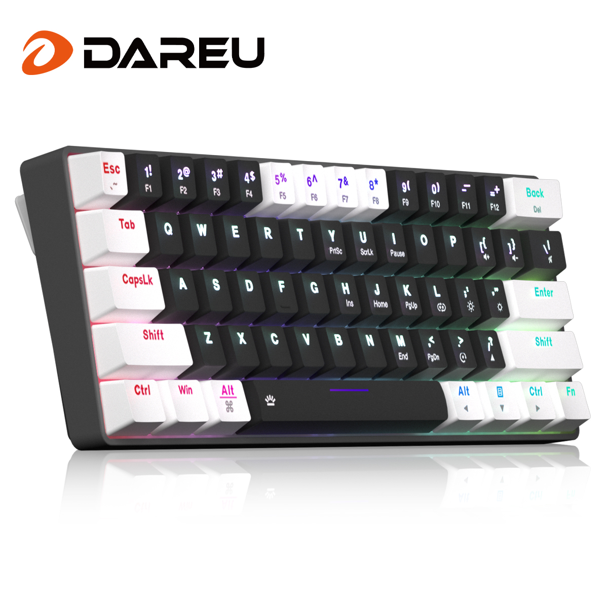 DAREU EK861S RGB คีย์บอร์ดแบบมีสาย61คีย์สวิตช์สีแดง ABS Keycaps N-Key ...