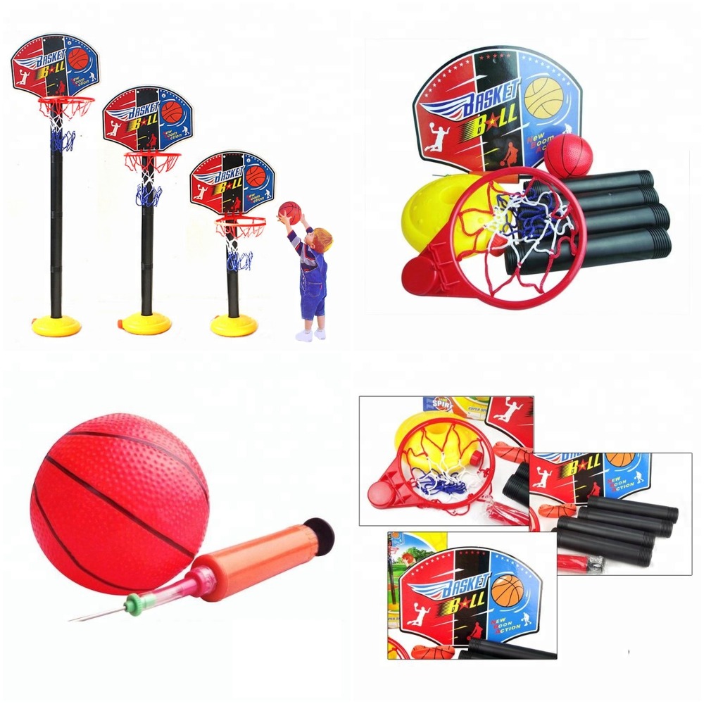 ชุดเกมบาสเก็ตบอลในร่ม / กลางแจ้ง, ชุดบาสเก็ตบอลเด็ก เล่นกีฬาพร้อมขาตั้ง, พร้อมลูกและปั๊มลม   Indoor/Outdoor Portable Basketball Hoop Game Set, Kids Basketball Hoop Sports Play Set with Stand, Ball and Air Pump