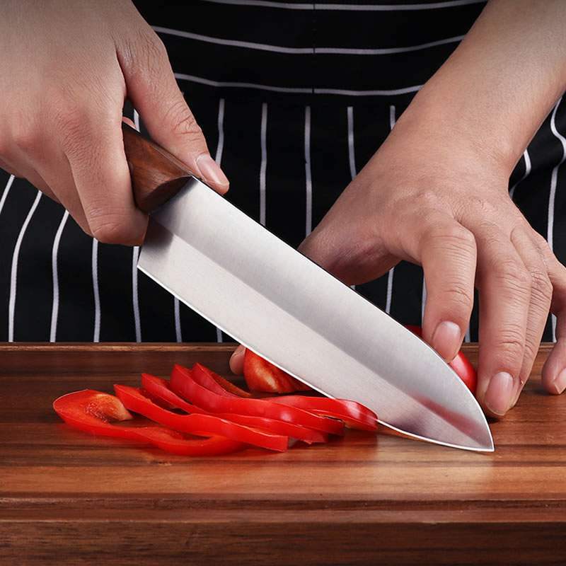 มีดทำครัว มีดเชฟ มีดทำครัวญีปุน Chef Knife Stainless Steel Kitchen Knife Wooden Handle มีดทำครัวสแตนเลส มีดครัว มีดทำครัวคมๆ
