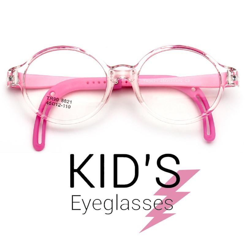 แว่นตาเกาหลีเด็ก Fashion Korea Children แว่นตาเด็ก รุ่น 8821 C-5 สีชมพูกรอบใส กรอบแว่นตาเด็ก Round ทรงกลม Eyeglass baby frame ( สำหรับตัดเลนส์ ) วัสดุ TR-90 เบาและยืดหยุนได้สูง ขาข้อต่อ Kid eyewear Glasses