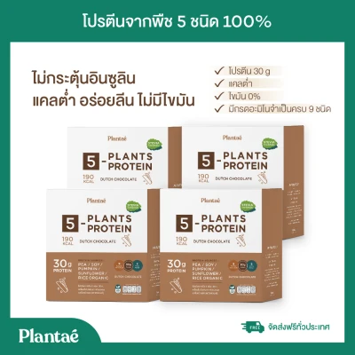 Plantae : 4 กล่อง โปรตีนพืช 5 ชนิด รสดัชท์ช็อกโกแลต 100% ทดแทนมื้ออาหาร สร้างกล้ามเนื้อ ไม่มีไขมัน