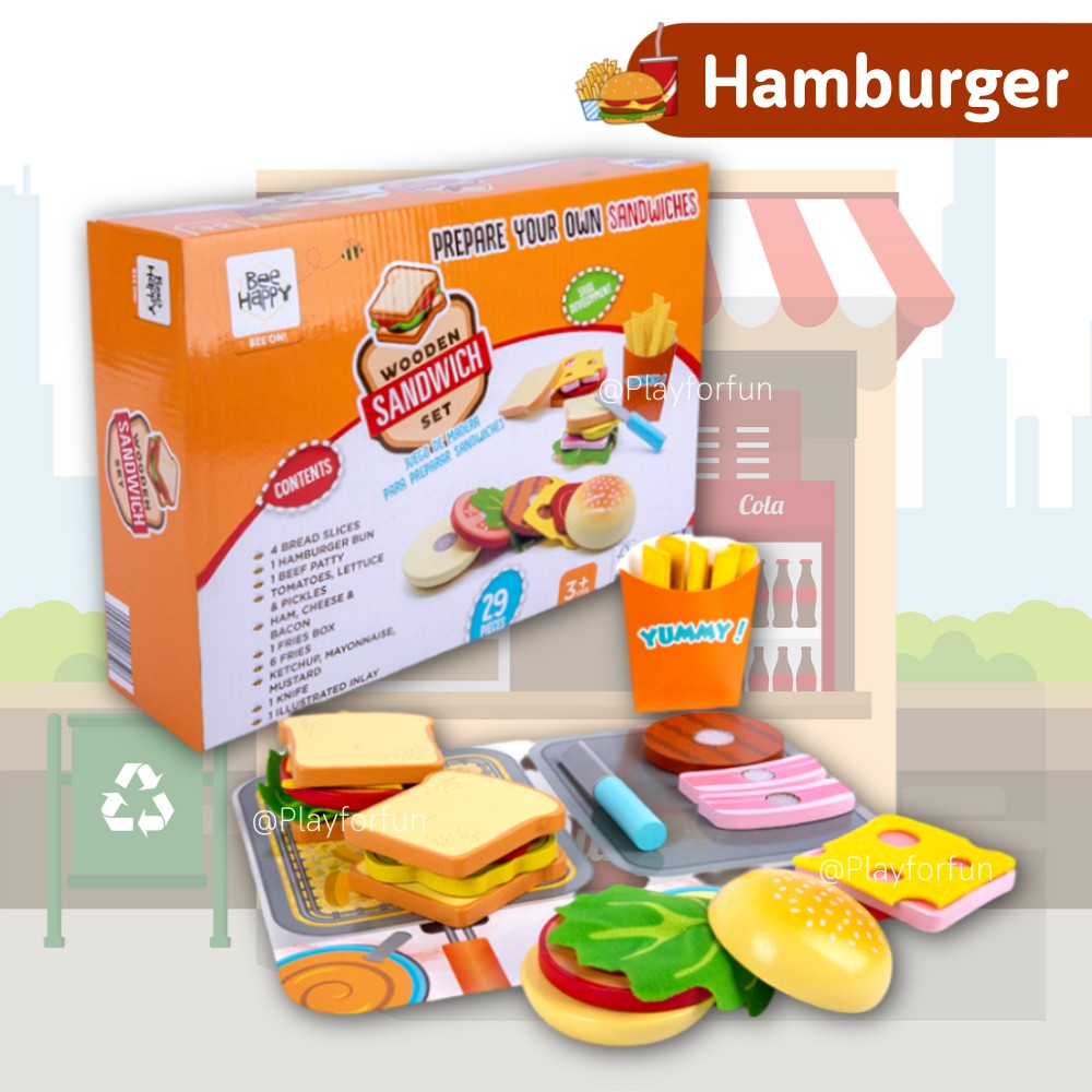 Wooden Food Toys ชุดทำอาหาร Lazada.co.th